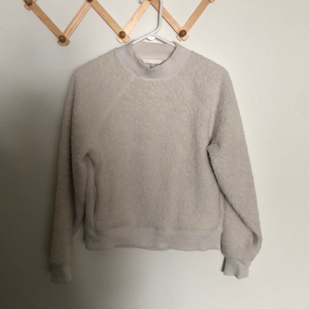 Athleta Cream Sherpa Pullover Sweatshirt - Picture 1 of 2
